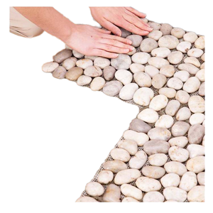 Azulejo de mosaico de baño de piedra de río natural, rebanada plana, adoquines y guijarros, <span class=keywords><strong>piedras</strong></span> de decoración - Product Image 1