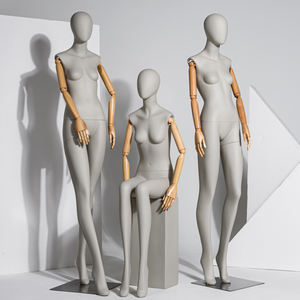 <span class=keywords><strong>Maniquí</strong></span> de brazos de madera articulados femeninos con cabeza de huevo abstracta de cuerpo completo moderno de moda gris de nuevo diseño <span class=keywords><strong>para</strong></span> exhibición de <span class=keywords><strong>ropa</strong></span> de vestir - Product Image 1