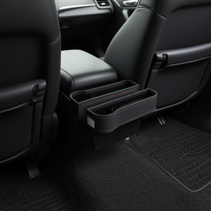 Organisateur de siège de voiture, boîte de rangement latérale en cuir PU, 2 compartiments, porte-gobelet, design moderne - Product Image 2