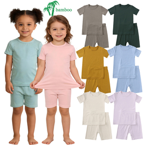Pijamas de Verão Personalizados para Crianças em Bambu, Conjunto de Pijamas de Manga Curta para Meninos e Meninas, 2 Peças - Product Image 1