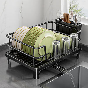 Estantes para platos colgantes de pared de oro naranja de doble capa para cocina, estante para platos independiente ajustable deslizante - Product Image 2