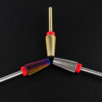 Fraise à ongles en carbure de tungstène de 7 mm de haute qualité, or violet, plate, à tête ronde, grande, pour lissage de vernis gel, 3/32 " (baril) pour fournisseur d'outils d'onglerie