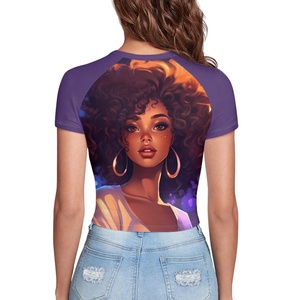 Impression à la demande à manches courtes Slim Fitted Crop Top Teen African Girls Imprimer Summer Leak Nombril T-Shirt Drop Ship Clothes Tee <span class=keywords><strong>Pas</strong></span> <span class=keywords><strong>cher</strong></span> - Product Image 3