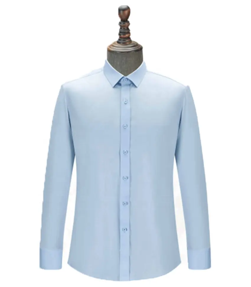 Chemise habillée bleue homme Style classique Chemise habillée antibactérienne Pur coton repassage artisanat tricot tricot Gentleman goût