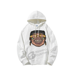 Custom 450gsm Heavyweight Cotton Hoodie Men's Streetwear Boxy Fit Vintage Acid Wash Puff Print Blank Fleece Pullover Jumper - Product Image 3