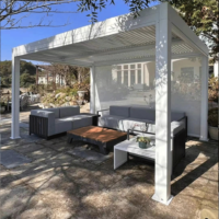 Sistemas de Pérgolas con Recubrimiento de Polvo de Aluminio, Pérgola Exterior con Control Motorizado para Techo de Terraza de Jardín