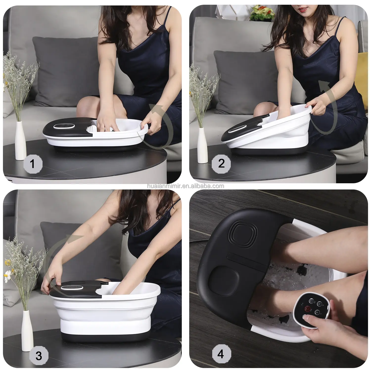 New Arrivals 2024 Trending Products Folding Bath Bucket Foot Spa Massager With Heating And Bubble Massage Foot Tub