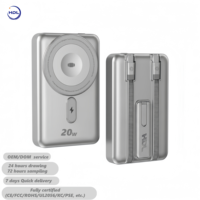 Batterie externe portable magnétique sans fil mini avec support pliable intégré et double charge rapide, chargeur portable avec câble