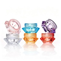 Pot cosmétique vide en plastique PS 3g 5g, forme diamant, coloré, pour crème et lotion, avec bouchon à vis, personnalisable avec logo