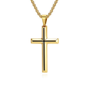 Unisex Stainless Steel Cross <b>Necklace</b> Gold Plated Pendant Chain Jewelry For Men Women Fashion <b>Statement</b> Piece - Product Image 1