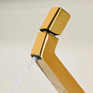 Robinet de lavabo monocommande inclinable moderne en or brossé de haute qualité, à poser sur le comptoir, finition chromée - Product Image 6