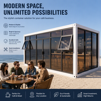 Maison préfabriquée moderne en conteneur avec mur-rideau vitré intégral, en acier respirant, pour café, villa, hôtel, ferme, appartement