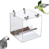 Mangeoire automatique pour oiseaux, mangeoire pour cage à oiseaux sans dégâts, mangeoire pour animaux de compagnie, boîte de nourriture en acrylique pour graines, pour perruche, canari, calopsitte, perroquet