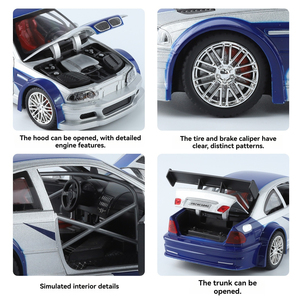 รถเหล็กหล่อแบบไดแคสต์ ขนาด 1:24 รุ่น BMWSS M3 GTRE46 พร้อมเสียงและไฟ ประตูเปิดได้ ของสะสมตกแต่ง ของเล่นโลหะ รถโบราณ สำหรับเด็กผู้ชาย - Product Image 2
