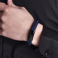 Bracelet en cuir pour homme avec boucle magnétique en tungstène, style chinois moderne, gravure distinctive, pour diabétiques de type 2