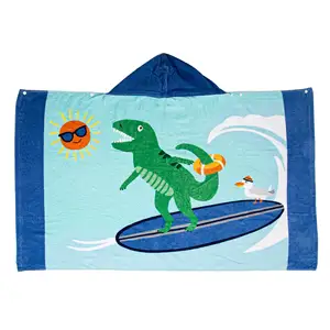 Benutzer definierte Cartoon für Kinder Baumwolle Strand Poncho Handtuch mit benutzer definierten Poncho Kapuze Strand tücher