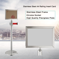 Barrière de file d'attente en métal rétractable pour l'intérieur support de panneau d'affichage A4 poteaux de contrôle des foules produit de barrières de circulation