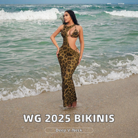 2025 nouveauté léopard imprimé pansement Bikini ensemble XS-XL taille haute Sexy découpé guépard couvrir robe pour les femmes