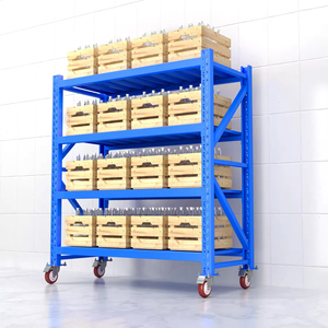 <strong>Factory</strong> Wholesale Warehouse Shelving <strong>Storage</strong> Metal Boltless Powder-Coated Stacking <strong>Racks</strong> with Wheels - Product Image 3