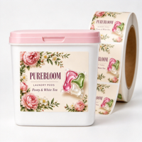 Étiquettes en rouleau personnalisées imprimées, imperméables et autocollantes pour pots de lessive, rehausseurs de parfum et emballages de contenants