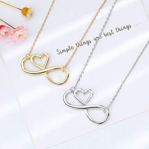 Collana con segno infinito di moda collana romantica oro placcato argento infinito amore cuore ciondolo collana di san valentino regali - Product Image 1