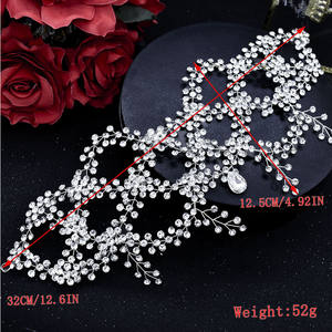 Chaîne de front de mariée en strass faite à la main - Coiffe vintage pour les coiffures de mariage - Product Image 4