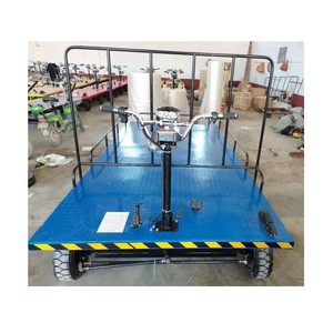High Quality Transfer the Cargo in Warehouse Battery Operated Flatbed Tow Truck Electr <b>Platform</b> <b>Trolley</b> - Product Image 6