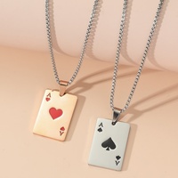 Collier en diamant en forme de cœur de pique pour homme et femme, pendentif en diamant sportif pour couple, chaîne de pull plaquée cuivre sous vide, accessoires