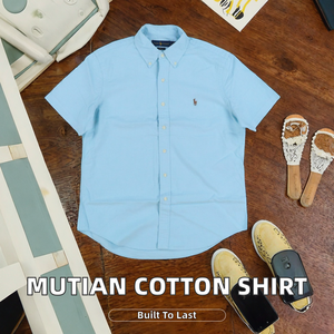 Camisa de Manga Corta Unisex MUTIAN, Tejida en Sarga de Algodón, Antiencogimiento, de Alta Calidad, Diseño Casual, Nueva Tendencia de Primavera, con Bordado - Product Image 2