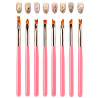 Lot de 8 pinceaux professionnels pour nail art, manche en nylon souple, 40g, pour fleurs, usage DIY UV, fourni directement par l'usine pour l'export.