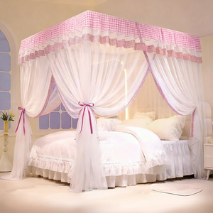 Zanzariera quadrata ecologica in stile principessa francese, con struttura rinforzata a doppio strato per letto matrimoniale, in garza. - Product Image 4