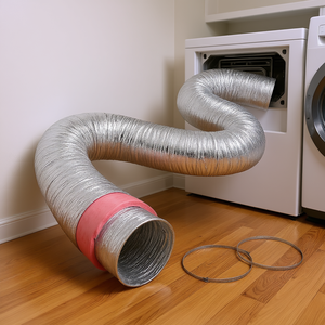 Tuyau de ventilation flexible pour sèche-linge, 10 pouces de diamètre, 25 pieds de long, en aluminium isolé avec colliers de fixation pour systèmes HVAC - Product Image 2