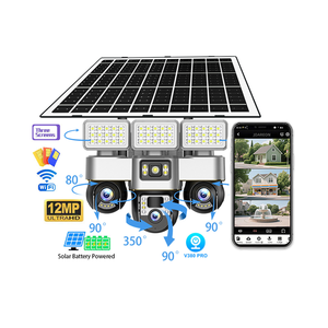 Cámara PTZ Solar WiFi de 12MP con Tres Lentes, Vista de Tres Pantallas, Visión Nocturna a Todo Color, Alimentada por Batería Solar, Gran Angular, Cámara de Seguridad - Product Image 1