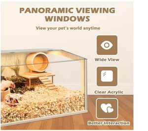 Jaula Personalizada para Hámster, Resistente a Mordeduras, de Madera, 32 Pulgadas, Jaula para Cobayas, Ratones y Ratas, con Parte Superior Abrible y Láminas Acrílicas - Product Image 5