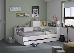 Bedroom Wooden Storage <strong>Day</strong> <strong>Bed</strong> <strong>with</strong> Trundle Guest <strong>Bed</strong> and Bookshelf for Teen or Kids - Product Image 3