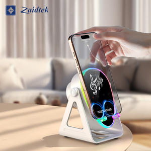 Support <span class=keywords><strong>de</strong></span> téléphone portable rotatif sans fil créatif avec haut-parleur <span class=keywords><strong>de</strong></span> jeu sans fil et lecture par détection, éclairage ambiant RVB coloré - Product Image 3