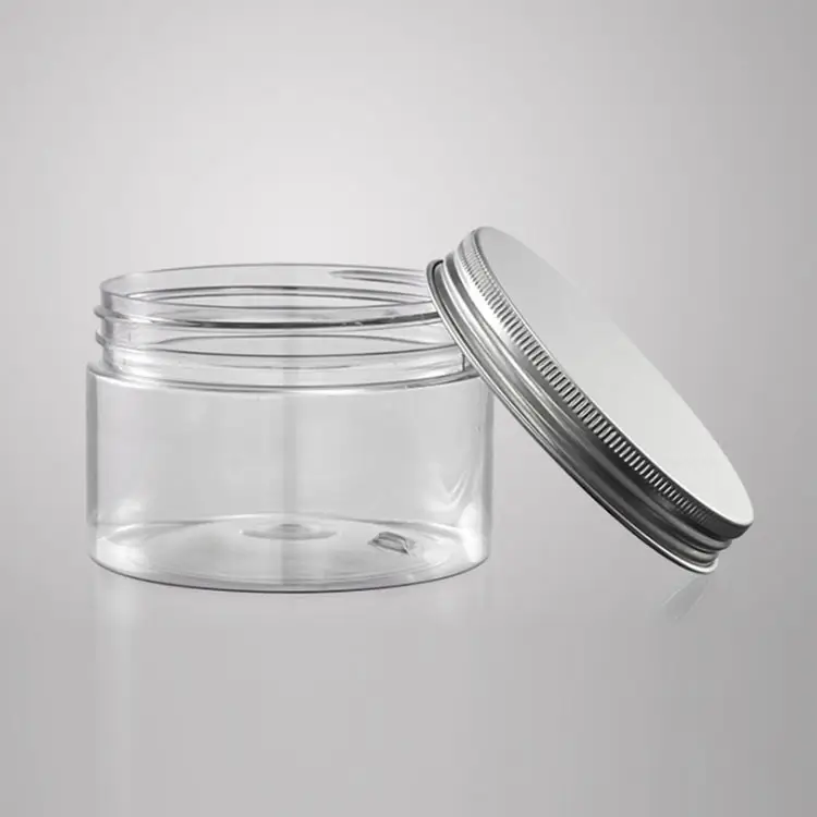 Lege Doorzichtige Kruik Voor Huisdieren 30Ml 50Ml 60Ml 80Ml 100Ml 200Ml 250Ml Plastic Cosmetische Pot Met Aluminium Deksel