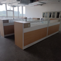 Poste de travail en îlot de bureau LIWEI avec cloison en verre, cadre en aluminium, design moderne et écologique, garantie 3-5 ans