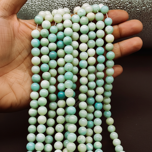 Magnifiques perles rondes en amazonite naturelle, pierres lisses, gemmes jaunes, tailles variées, haute qualité pour la fabrication de bijoux - Product Image 1