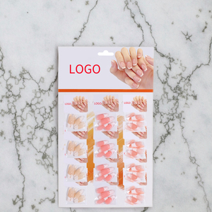 <span class=keywords><strong>Faux</strong></span> ongles personnalisés réutilisables en ABS, motif carré, français, couverture complète, longueur courte, pré-conçus, couleur nude unie - Product Image 3