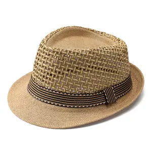 2023 새로운 패션 종이 밀짚 태양 모자 파나마 모자 비치 페도라 종이 밀짚 남성 모자 여름 모자