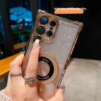 Étui de téléphone antichoc avec anneau magnétique, effet dégradé brillant et électroplaqué pour Samsung Galaxy S26 S25 S24 S23 Ultra A17 A37 A57