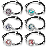 Bracelet diffuseur d'huiles essentielles en acier inoxydable à motif personnalisé, bracelet en cuir réglable pour femmes, bijoux avec locket