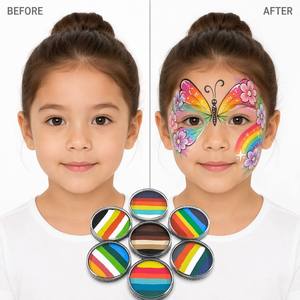 Kit de Pintura Facial Redonda de 7 Colores al por Mayor, Set de Arte Corporal a Base de Agua de un Solo Trazo <span class=keywords><strong>con</strong></span> Logotipo Personalizado OEM para Niños - Product Image 4