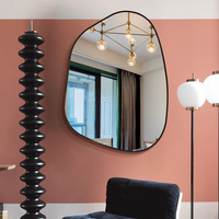 Miroir mural doré personnalisé fait main, ovale, irrégulier, asymétrique, style Art Déco, encadré en métal, pour salon, salle de bain, entrée