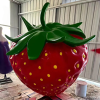 Sculpture géante de fraise en fibre de verre de haute qualité, grande statue de fruit pour parc d'attractions et événement commercial