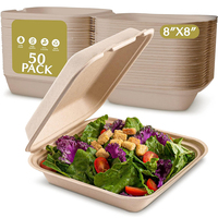 Assiettes en papier de canne à sucre biodégradables de taille personnalisable, ensemble d'ustensiles en plastique compostables, kit jetable pour fêtes
