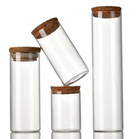 Flacon en verre borosilicate de 5 ml à 150 ml, petit tube à essai, flacon, bocal en verre pour bonbons, gommes, compléments alimentaires avec bouchon en liège