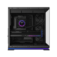 Boîtier de jeu PC ATX Mid-Tower OEM/ODM de pointe pour fabricants, double compartiment, avec éclairage LED intégré aux pieds