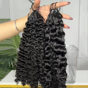 Extensions de cheveux humains au crochet 15A, bouclés naturels birmans, micro-nœuds pré-séparés, doux - Product Image 2